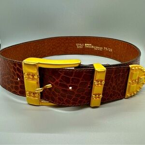 Dana Buchman Vintage Matte Gold Statement Cinch Belt Made in Italy Size 28